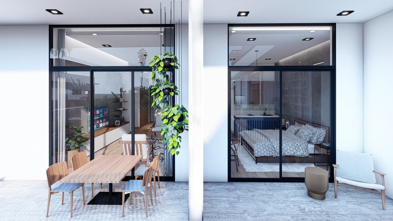 apartment's exterior view