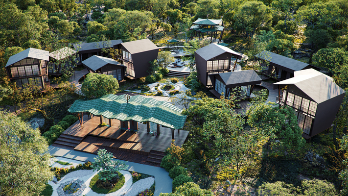 vista aerea pabellon comercial